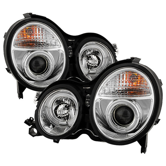 Spyder Mercedes Benz E-Class 00-02 Projector Headlights LED Halo Chrm PRO-YD-MBW21099-HL-C