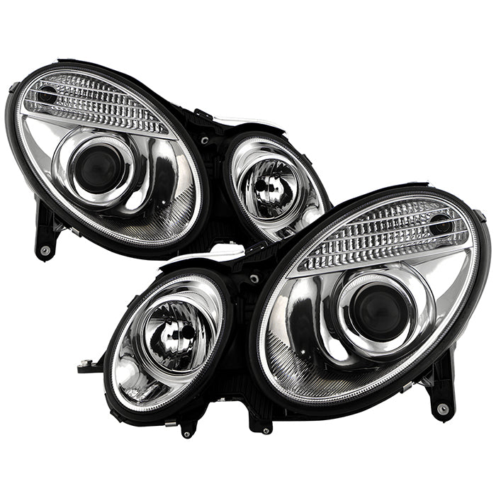 Spyder Mercedes Benz E-Class 03-06 Projector Headlights Halogen Model Only- Chrm PRO-YD-MBW21103-C