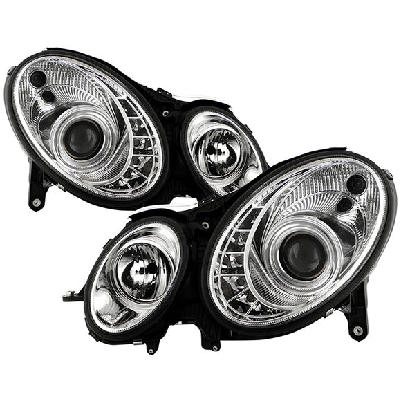 Spyder Mercedes Benz E-Class 03-06 Projector Headlights Halogen - DRL Chrm PRO-YD-MBW21103-DRL-C