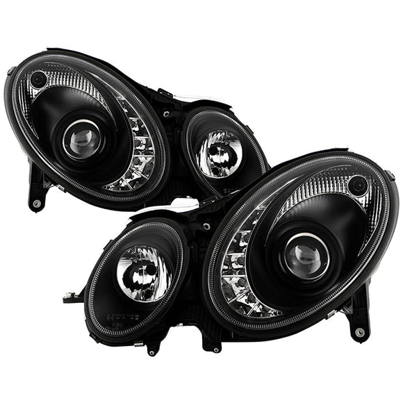 Spyder Mercedes Benz E-Class 07-09 Projector Headlights Halogen - DRL Blk PRO-YD-MBW21107-DRL-BK