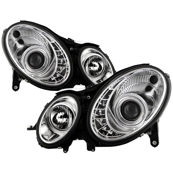 Spyder Mercedes Benz E-Class 07-09 Projector Headlights Halogen - DRL Chrm PRO-YD-MBW21107-DRL-C