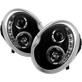 Spyder Mini Cooper 02-06 Projector Headlights DRL Black High H1 Low H1 PRO-YD-MC02-DRL-BK