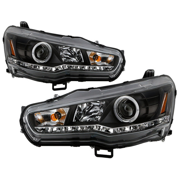 Spyder Mitsubishi Lancer/EVO-10 08-14 Projector Halogen Model- LED Halo DRL Blk PRO-YD-ML08-DRL-BK
