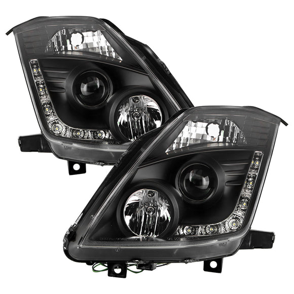 Spyder Nissan 350Z 03-05 Projector Headlights Xenon DRL Blk High H1 Lw D2R PRO-YD-N350Z02-HID-DRL-BK