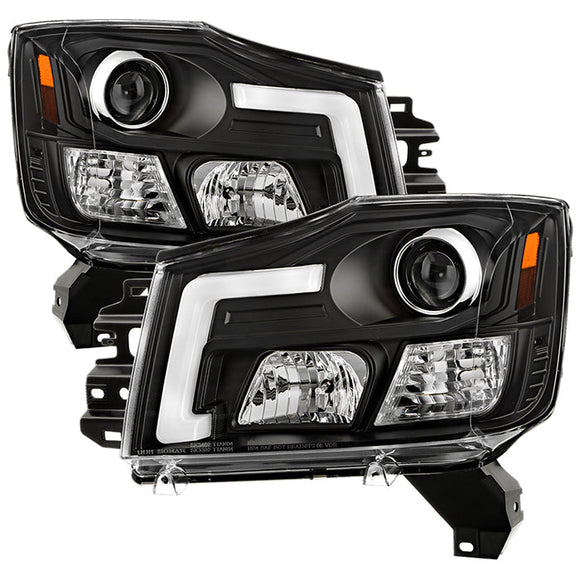 Spyder 04-15 Nissan Titan / 04-07 Nissan Armada V2 Projector Headlights - Black PRO-YD-NTI04-DRL-BK