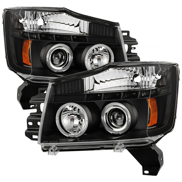 Spyder Nissan Titan 04-14/Armada 04-07 Projector Headlights LED Halo LED Blk PRO-YD-NTI04-HL-BK