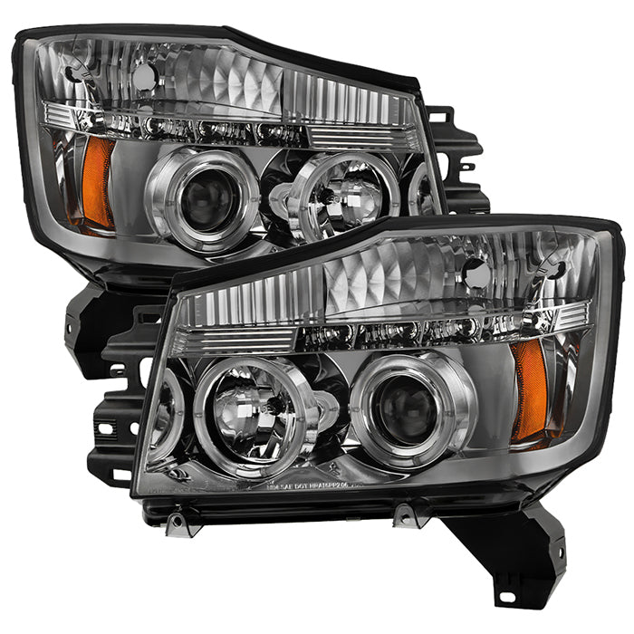 Spyder Nissan Titan 04-14/Armada 04-07 Projector Headlights LED Halo LED Smke PRO-YD-NTI04-HL-SM