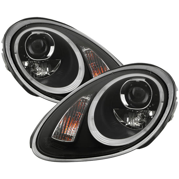 Spyder Porsche Cayman 05-08 Headlights - Halogen Model Only - Black PRO-YD-P98705-HID-DRL-BK