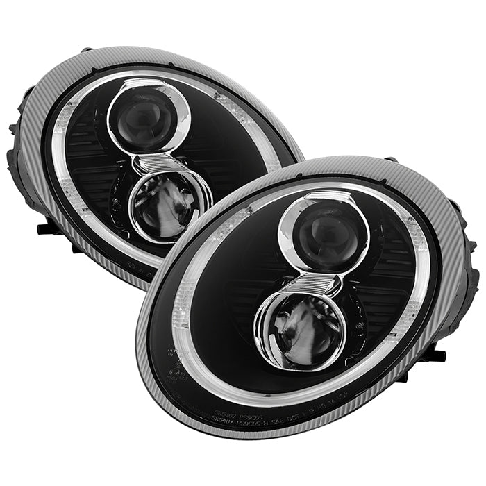 Spyder Porsche 911 997 2005-2009 Projector Headlights Halogen Model DRL LED Blk PRO-YD-P99705-DRL-BK