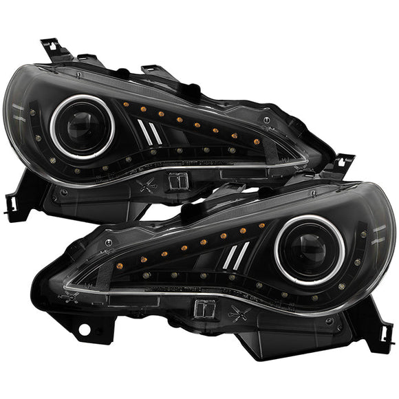 Spyder Scion FRS 12-14 Projector Headlights DRL LED Black PRO-YD-SFRS12-BK