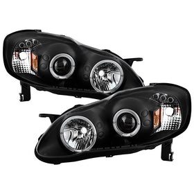 Spyder Toyota Corolla 03-08 Projector Headlights LED Halo- LED Blk - Low H1 PRO-YD-TC03-HL-BK