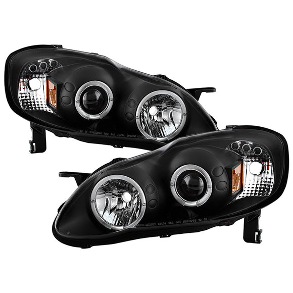 Spyder Toyota Corolla 03-08 Projector Headlights LED Halo- LED Blk - Low H1 PRO-YD-TC03-HL-BK