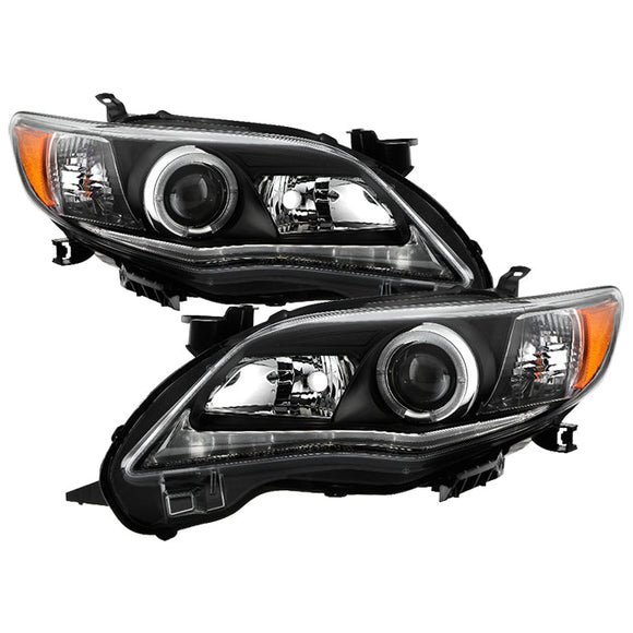 Spyder Toyota Corolla 11-13 Projector Headlights Halogen Model Only - DRL LED Blk PRO-YD-TC11-DRL-BK