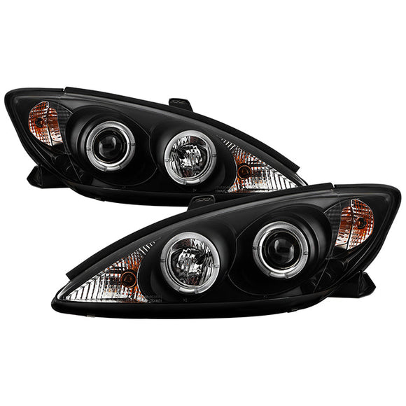 Spyder Toyota Camry 02-06 Projector Headlights LED Halo LED Black High H1 Low H1 PRO-YD-TCAM02-HL-BK