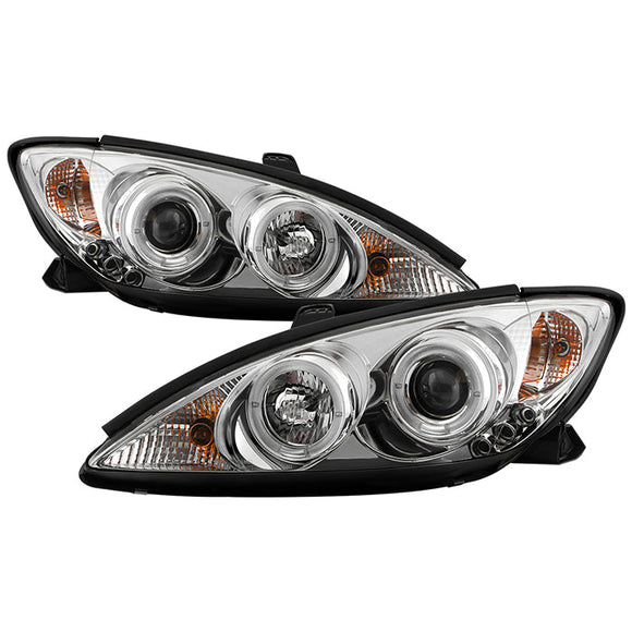 Spyder Toyota Camry 02-06 Projector Headlights LED Halo LED Chrome High H1 Low H1 PRO-YD-TCAM02-HL-C