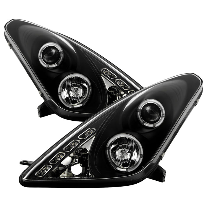 Spyder Toyota Celica 00-05 Projector Headlights LED Halo DRL Blk High H1 Low H1 PRO-YD-TCEL00-LED-BK
