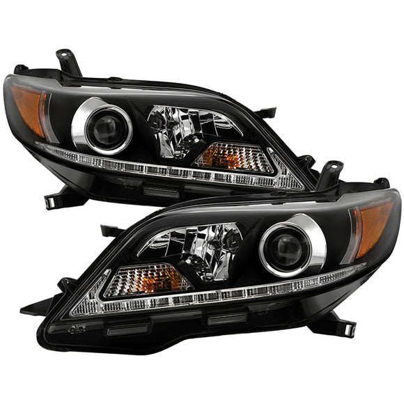 Spyder Toyota Sienna 2011-2014  Projector Headlights - DRL LED - Black PRO-YD-TSEN11-DRL-BK