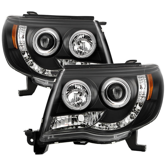 Spyder Toyota Tacoma 05-11 Projector Headlights LED Halo LED Black High H1 Low H1 PRO-YD-TT05-HL-BK