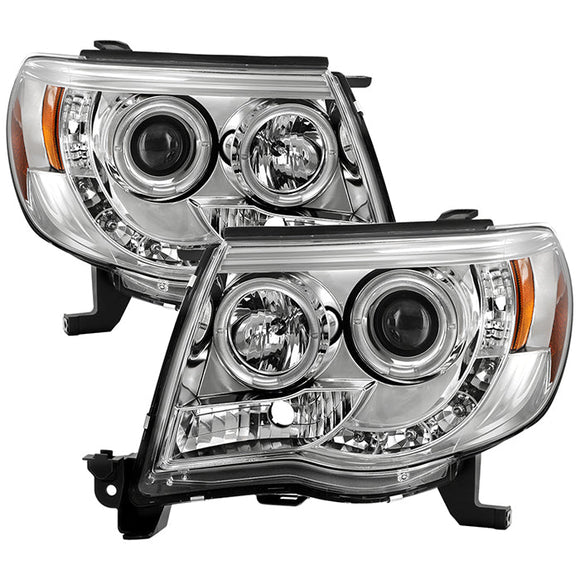 Spyder Toyota Tacoma 05-11 Projector Headlights LED Halo LED Chrome High H1 Low H1 PRO-YD-TT05-HL-C