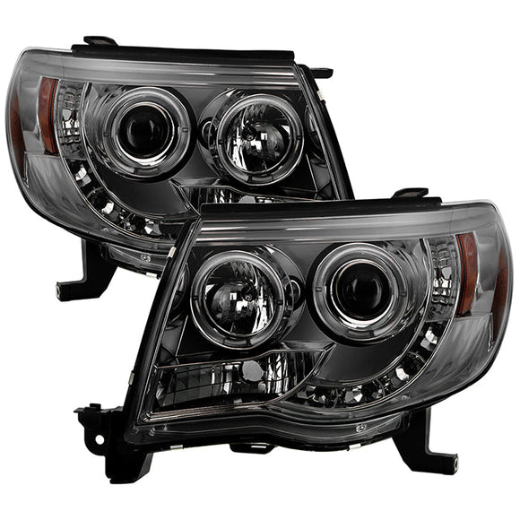 Spyder Toyota Tacoma 05-11 Projector Headlights LED Halo LED Smoke High H1 Low H1 PRO-YD-TT05-HL-SM