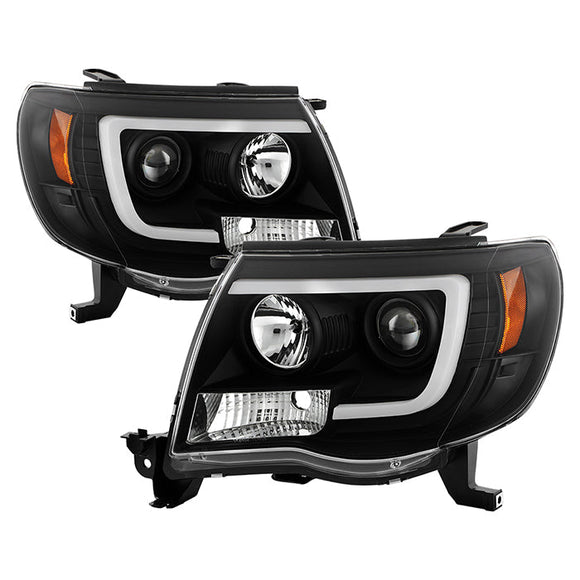 Spyder Toyota Tacoma 05-11 Projector Headlights - Light Bar DRL - Black PRO-YD-TT05V2-LB-BK