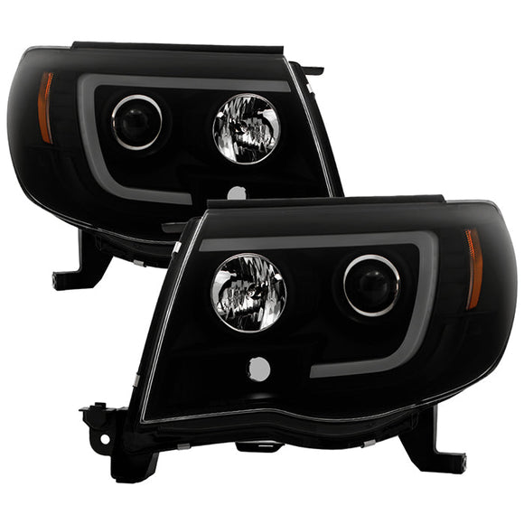 Spyder 05-11 Toyota Tacoma Ver 2 Proj Headlights - Light Bar DRL - Black Smoke PRO-YD-TT05V2-LB-BSM