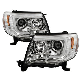 Spyder Toyota Tacoma 05-11 Projector Headlights - Light Bar DRL - Chrome PRO-YD-TT05V2-LB-C