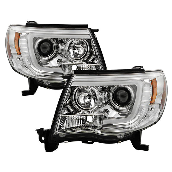 Spyder Toyota Tacoma 05-11 Projector Headlights - Light Bar DRL - Chrome PRO-YD-TT05V2-LB-C