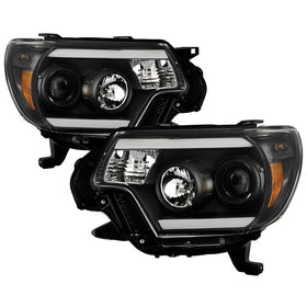 Spyder Toyota Tacoma 12-15 Projector Headlights Light Bar DRL Black PRO-YD-TT12-LBDRL-BK