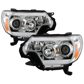 Spyder Toyota Tacoma 12-16 Projector Headlights Light Bar DRL Chrome PRO-YD-TT12-LBDRL-C