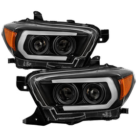 Spyder 16-18 Toyota Tacoma Projector Headlights - Seq LED Turn - Black - PRO-YD-TT16-LB-BK