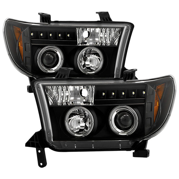 Spyder Toyota Tundra 07-133 Projector Headlights LED Halo LED Blk PRO-YD-TTU07-HL-BK