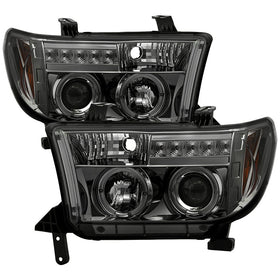 Spyder Toyota Tundra 07-13 Projector Headlights LED Halo LED Smke PRO-YD-TTU07-HL-SM