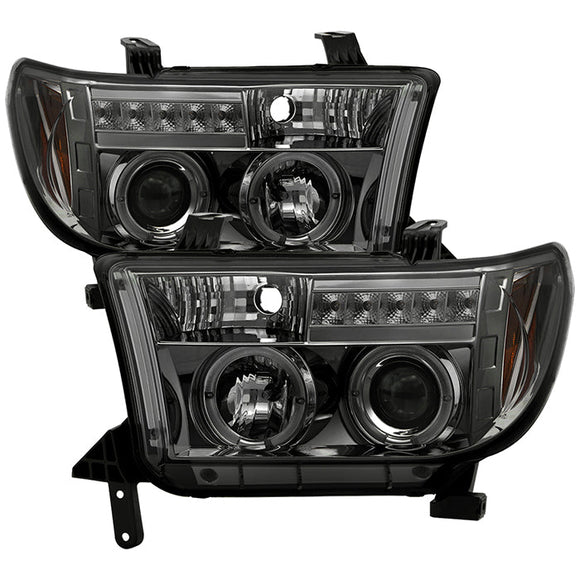 Spyder Toyota Tundra 07-13 Projector Headlights LED Halo LED Smke PRO-YD-TTU07-HL-SM