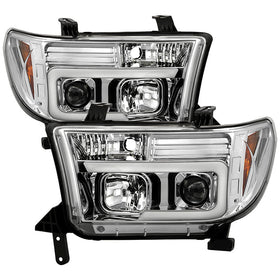 Spyder 07-13 Toyota Tundra V2 Light Bar DRL Projector Headlights - Chrome (PRO-YD-TTU07V2-LB-C)