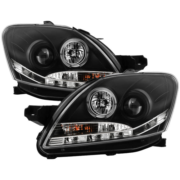 Spyder Toyota Yaris 07-11 4Dr Projector Headlights LED Halo DRL Blk PRO-YD-TYA074D-DRL-BK