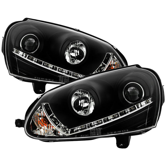 Spyder Volkswagen GTI 06-09/Jetta 06-09 Halogen Model Only - DRL Black PRO-YD-VG06-DRL-BK