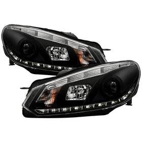 Spyder Volkswagen Golf/GTI 10-13 Projector Headlights Halogen Model- DRL Blk PRO-YD-VG10-DRL-BK
