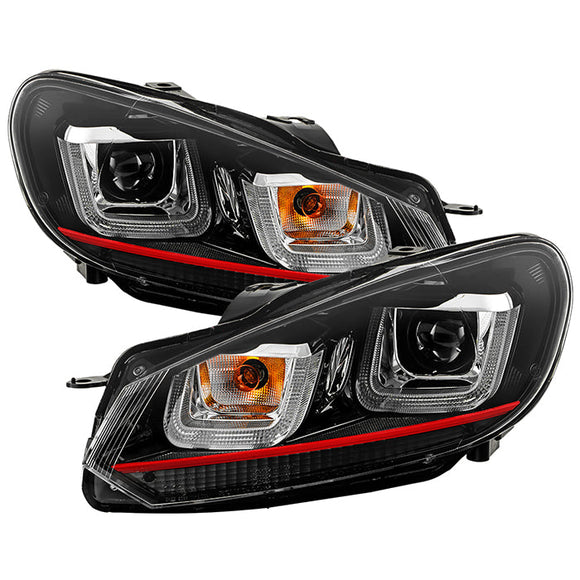 Spyder Volkswagen Golf / GTI 10-13 Version 3 Projector Headlights - Black PRO-YD-VG10V3R-DRL-BK