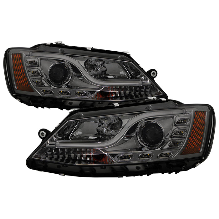 Spyder Volkswagen Jetta 11-14 Projector Headlights Halogen Light Tube DRL Smke PRO-YD-VJ11-LTDRL-SM