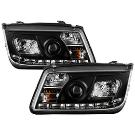 Spyder Volkswagen Jetta 99-05 Projector HeadlightsDRL Blk PRO-YD-VJ99-DRL-BK