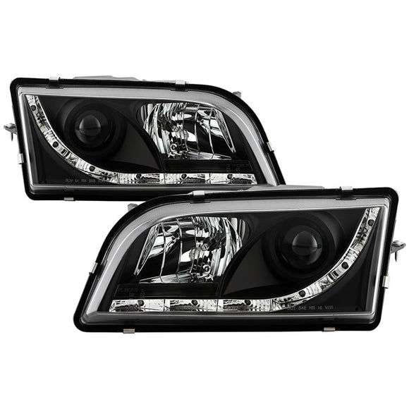 Spyder Volvo S40 97-03 Projector Headlights DRL Black High H1 Low H1 PRO-YD-VOS4097-DRL-BK