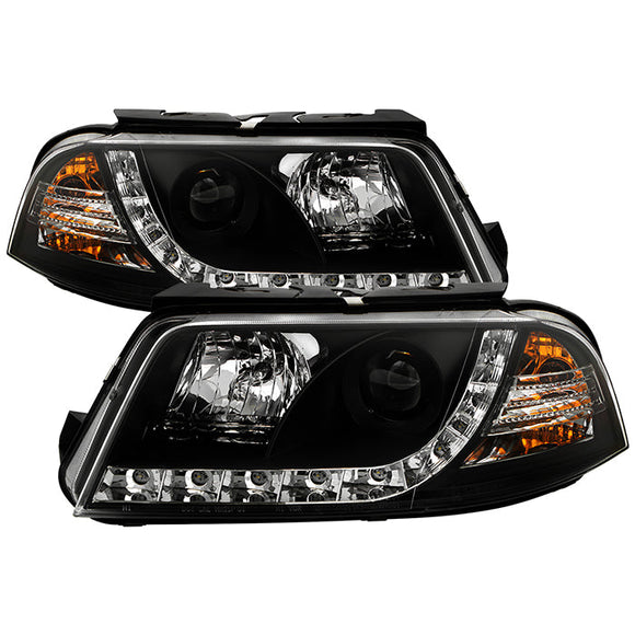 Spyder Volkswagen Passat 01-05 Projector Headlights DRL Black High H1 Low H1 PRO-YD-VP01-DRL-BK