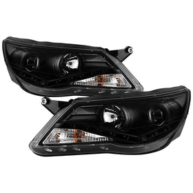 Spyder Volkswagen Tiguan 09-11 Projector Headlights DRL Black High H1 Low H7 PRO-YD-VTIG09-DRL-BK