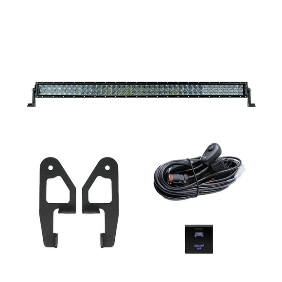 Cali Raised 2024+ Toyota Tacoma Premium Roof Rack Front Light Bar Kit - 42 In White Dual Row Oem Sw