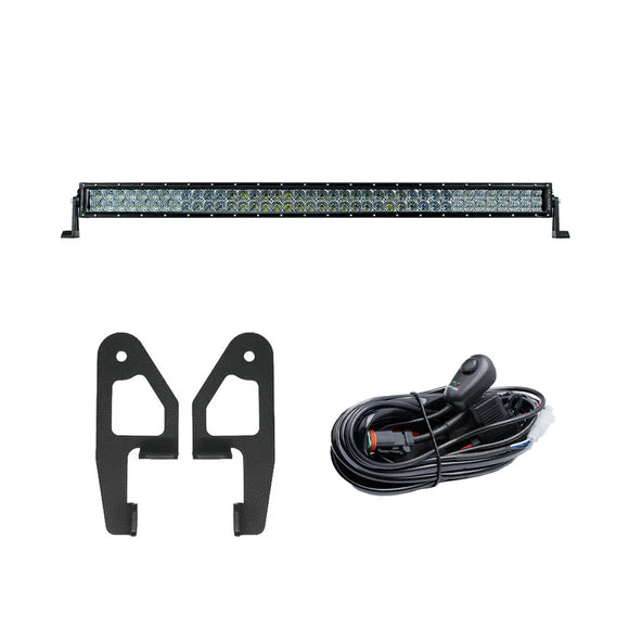 Cali Raised 2024+ Toyota Tacoma Premium Roof Rack Front Light Bar Kit - 42 In White Dual Row Spotam