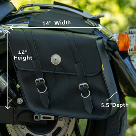 Willie & Max Universal Deluxe Standard Slant Saddlebags (14 in L x 12 W x 5.5 H) - Black - 0