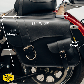 Willie & Max Universal Ranger Large Slant Saddlebags (16 in L x 11 in H x 6.5 in W) - Black - 0