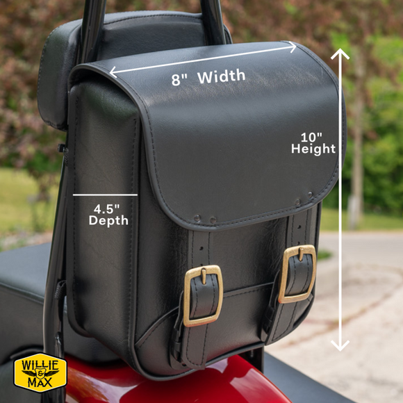 Willie & Max Universal Brass Monkey Sissy Bar Bag (8 inches L x 10 inches H x 4.5 inches W) - Black