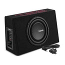 DS18 Single 10in Shallow Enclosure w/ Subwoofer 350 Watts RMS Sealed Black Carpet Amplified-1